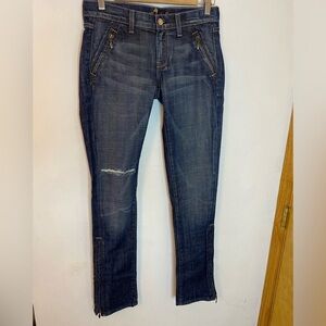 7 for all Mankind low rise ankle zip jeans